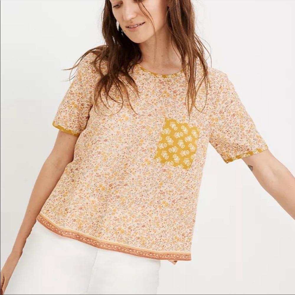 Madewell Jaipur Button Back Floral Top | Size S